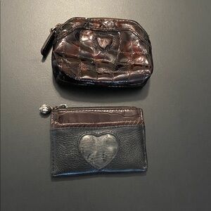 Brighton Bundle, black leather card holder and brown change purse.